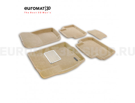 Текстильные 3D коврики Euromat3D Lux в салон для Citroen C-Crosser № EM3D-003609T Бежевые