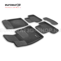 Текстильные 3D коврики Euromat3D Business в салон для Volvo S 60 (2019-) № EMC3D-005502G Серые
